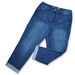 Seven7 Size 16 Jeans Weekend Boyfriend Fit Ankle Cuff Stretch Blue Cotton